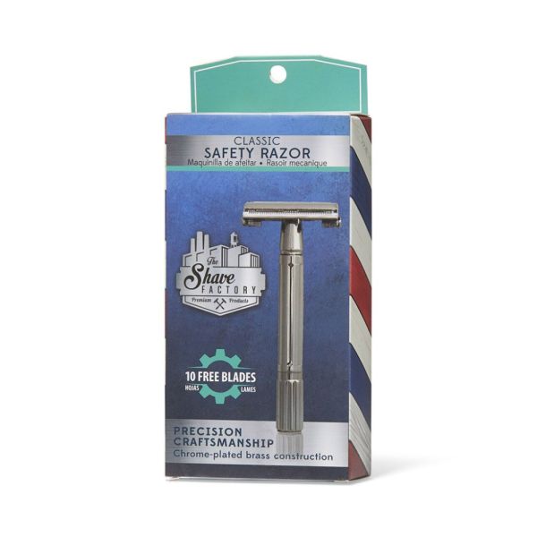 Т-образный станок для бритья The Shave Factory Shave Safety Razor с футляром и лезвиями - фото