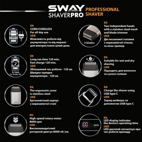 Професійний шейвер Sway Shaver Pro Black - фото