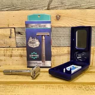 Т-образный станок для бритья The Shave Factory Shave Safety Razor с футляром и лезвиями - фото